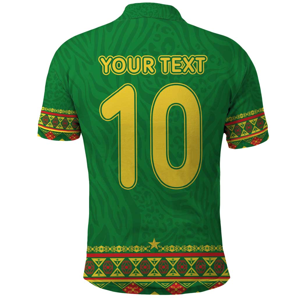 Custom Cameroon Football Polo Shirt Tribal Motifs Green Color - African Pride