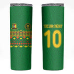 Custom Cameroon Football Skinny Tumbler Tribal Motifs Green Color - African Pride