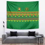 Cameroon Football Tapestry Tribal Motifs Green Color - African Pride
