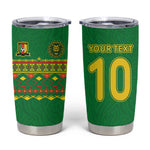 Custom Cameroon Football Tumbler Cup Tribal Motifs Green Color - African Pride