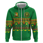 Custom Cameroon Football Zip Hoodie Tribal Motifs Green Color - African Pride
