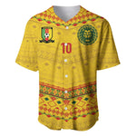 Custom Cameroon Football Baseball Jersey Tribal Motifs Yellow Color - African Pride