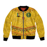 Custom Cameroon Football Bomber Jacket Tribal Motifs Yellow Color - African Pride
