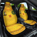 Custom Cameroon Football Car Seat Cover Tribal Motifs Yellow Color - African Pride
