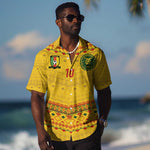 Custom Cameroon Football Hawaiian Shirt Tribal Motifs Yellow Color - African Pride
