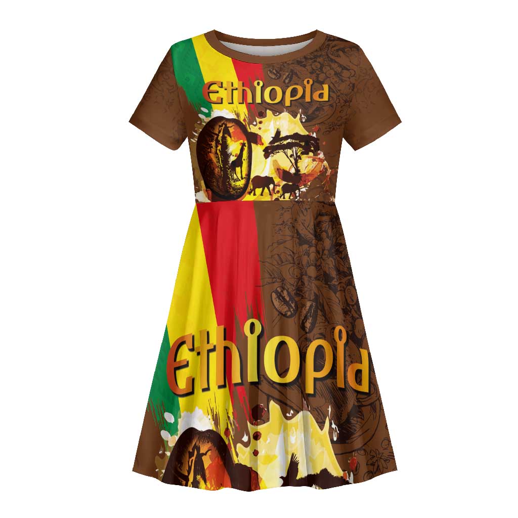Ethiopia's Pride - Coffee Culture Kid Short Sleeve Dress