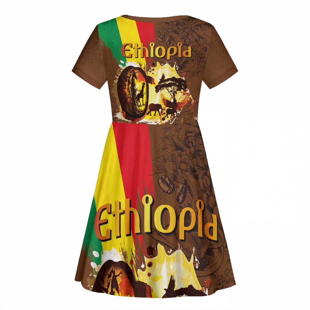 Ethiopia's Pride - Coffee Culture Kid Short Sleeve Dress