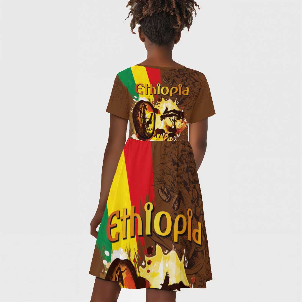 Ethiopia's Pride - Coffee Culture Kid Short Sleeve Dress