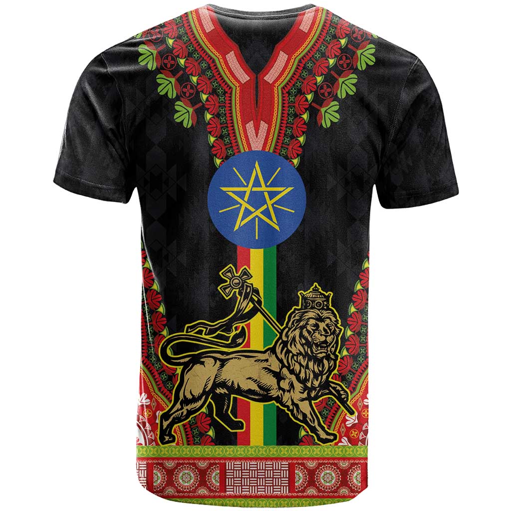 Ethiopia Lion of Judah and The Star Seal T shirt Dashiki Style