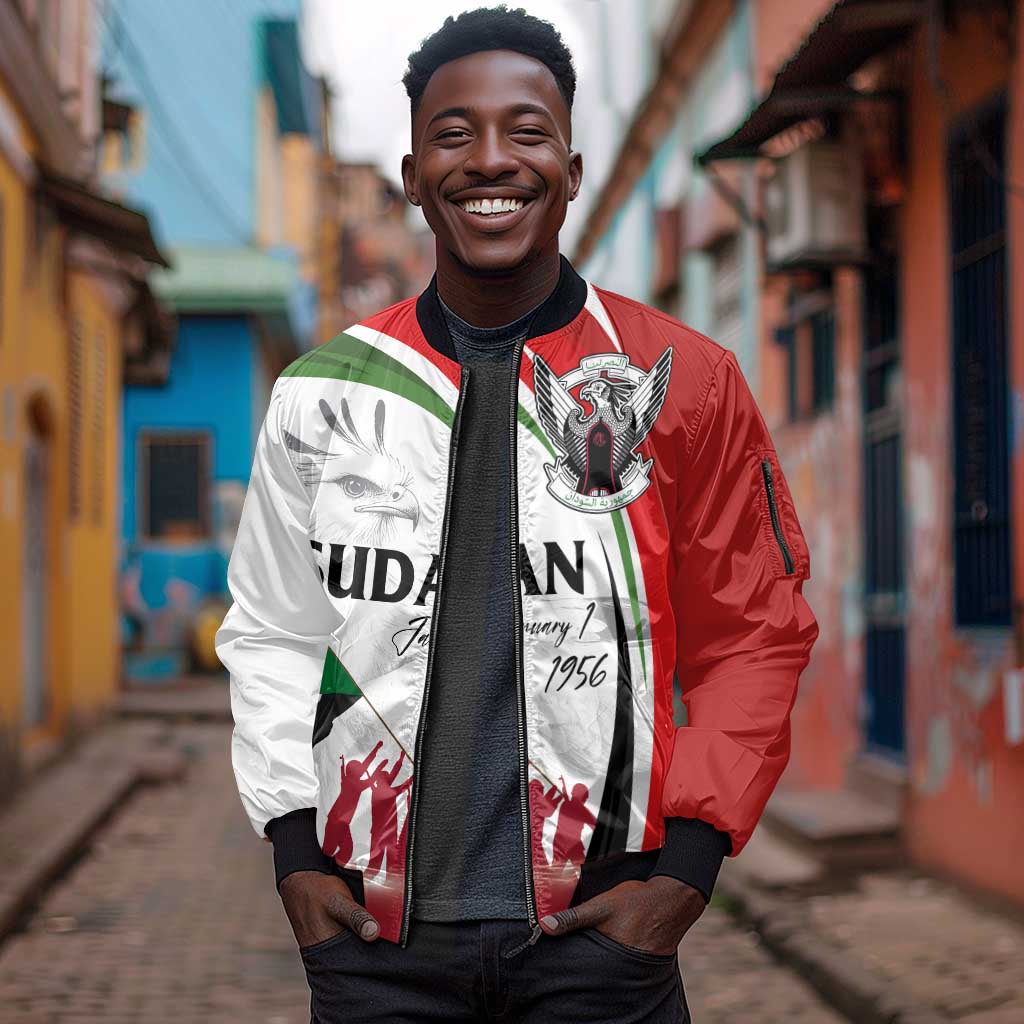 Happy Independence of Sudan Sleeve Zip Bomber Jacket Soldiers Fight for Homeland - Victory is ours