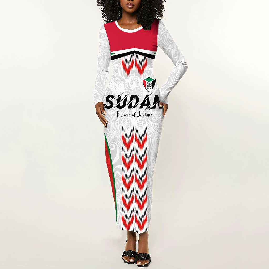 Custom Sudan Football Long Sleeve Bodycon Dress Wings of Victory - Go Falcons of Jediane LT03