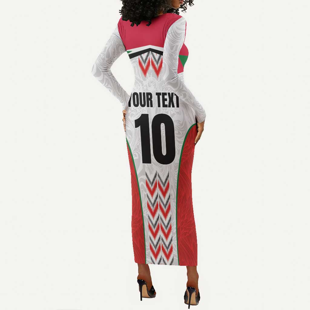 Custom Sudan Football Long Sleeve Bodycon Dress Wings of Victory - Go Falcons of Jediane LT03
