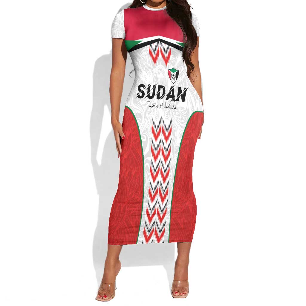Custom Sudan Football Short Sleeve Bodycon Dress Wings of Victory - Go Falcons of Jediane LT03