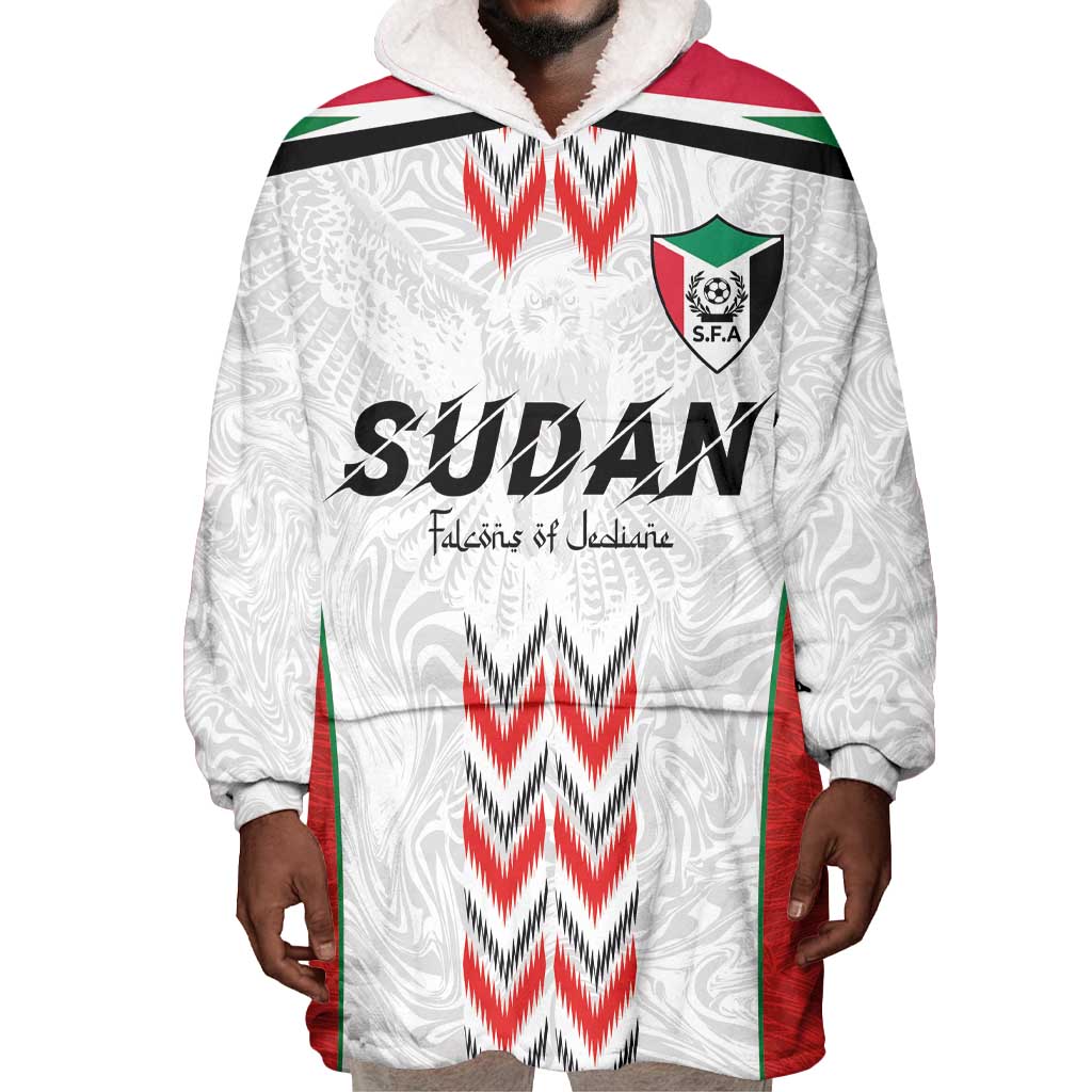 Custom Sudan Football Wearable Blanket Hoodie Wings of Victory - Go Falcons of Jediane