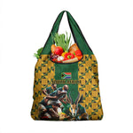 South Africa Rugby Grocery Bag - Springbok Mascot, Players Fighting for Victory