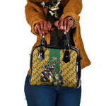 South Africa Rugby Shoulder Handbag - Springbok Mascot, Players Fighting for Victory