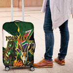 Personalized South Africa Versus Ireland Rugby Luggage Cover - Springbok Mascot, Celtic Cross Design