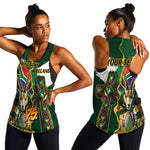 Personalized South Africa Versus Ireland Rugby Women Racerback Tank - Springbok Mascot, Celtic Cross Design