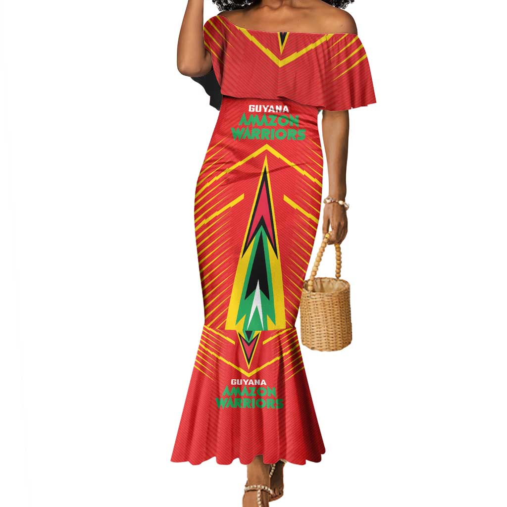 Guyana Cricket Amazon Warriors Custom Mermaid Dress Go Glory-Green Red Gold - African Pride