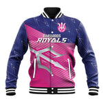 Custom Barbados Cricket Royals Baseball Jacket Trident Symbol-Sporty Style - African Pride