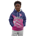 Custom Barbados Cricket Royals Kid Hoodie Trident Symbol-Sporty Style - African Pride