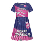 Custom Barbados Cricket Royals Kid Short Sleeve Dress Trident Symbol-Sporty Style - African Pride