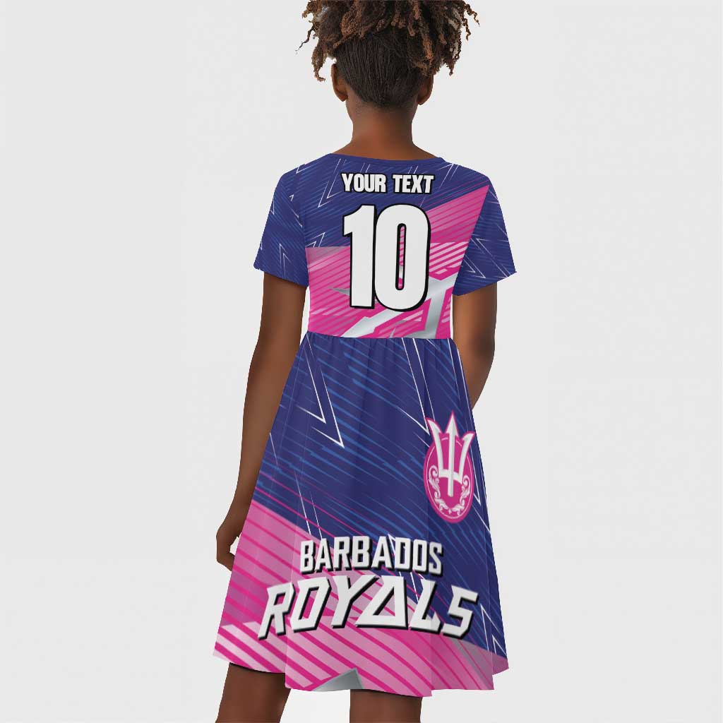 Custom Barbados Cricket Royals Kid Short Sleeve Dress Trident Symbol-Sporty Style - African Pride