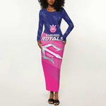 Custom Barbados Cricket Royals Long Sleeve Bodycon Dress Trident Symbol-Sporty Style - African Pride
