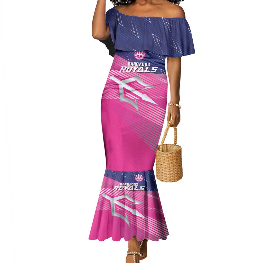 Custom Barbados Cricket Royals Mermaid Dress Trident Symbol-Sporty Style - African Pride