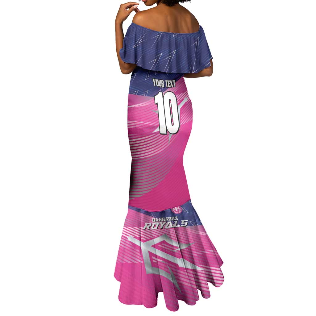Custom Barbados Cricket Royals Mermaid Dress Trident Symbol-Sporty Style - African Pride