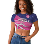 Custom Barbados Cricket Royals Raglan Cropped T shirt Trident Symbol-Sporty Style - African Pride