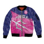 Custom Barbados Cricket Royals Sleeve Zip Bomber Jacket Trident Symbol-Sporty Style - African Pride