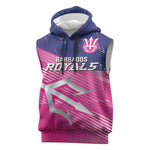 Custom Barbados Cricket Royals Sleeveless Hoodie Trident Symbol-Sporty Style - African Pride