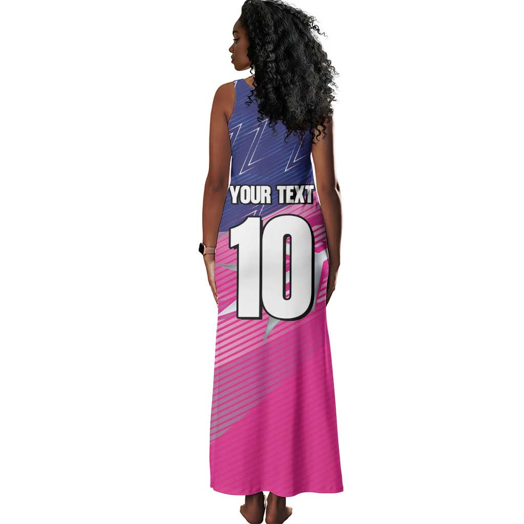 Custom Barbados Cricket Royals Tank Maxi Dress Trident Symbol-Sporty Style - African Pride