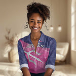 Custom Barbados Cricket Royals Women Casual Shirt Trident Symbol-Sporty Style - African Pride