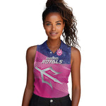 Custom Barbados Cricket Royals Women Sleeveless Polo Shirt Trident Symbol-Sporty Style - African Pride