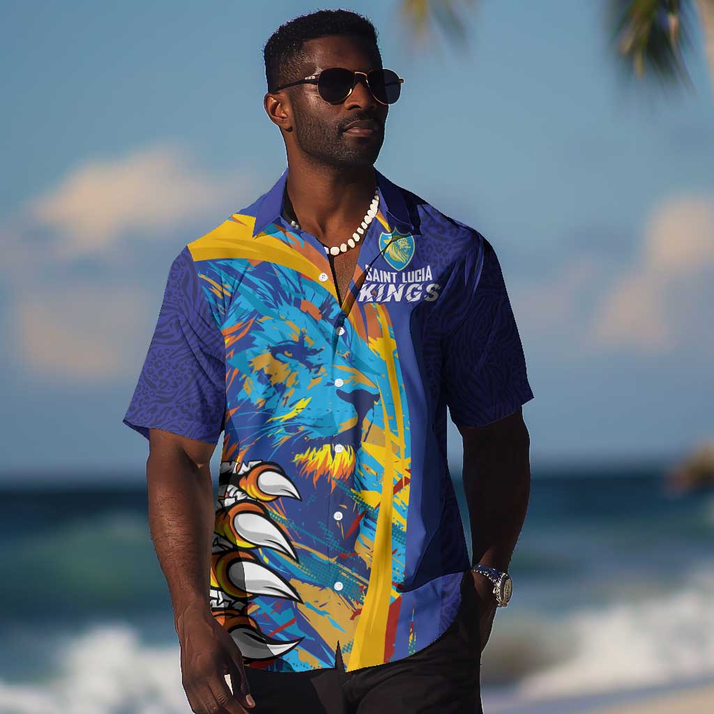 Custom Saint Lucia Cricket Kings Hawaiian Shirt Caribbean-Roar of Power Lions - African Pride