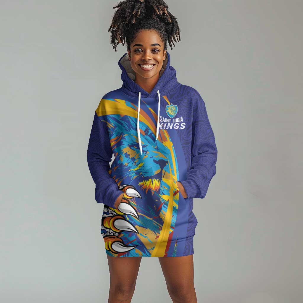 Custom Saint Lucia Cricket Kings Hoodie Dress Caribbean-Roar of Power Lions - African Pride
