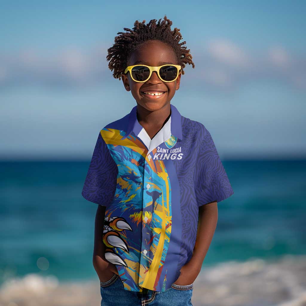 Custom Saint Lucia Cricket Kings Kid Hawaiian Shirt Caribbean-Roar of Power Lions - African Pride