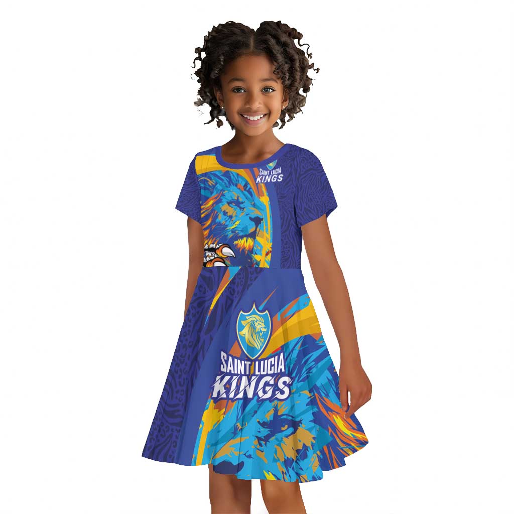 Custom Saint Lucia Cricket Kings Kid Short Sleeve Dress Caribbean-Roar of Power Lions - African Pride