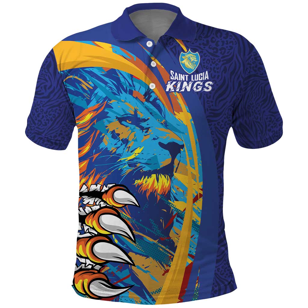 Custom Saint Lucia Cricket Kings Polo Shirt Caribbean-Roar of Power Lions - African Pride