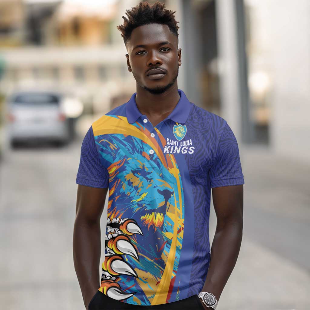 Custom Saint Lucia Cricket Kings Polo Shirt Caribbean-Roar of Power Lions - African Pride