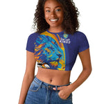 Custom Saint Lucia Cricket Kings Raglan Cropped T shirt Caribbean-Roar of Power Lions - African Pride