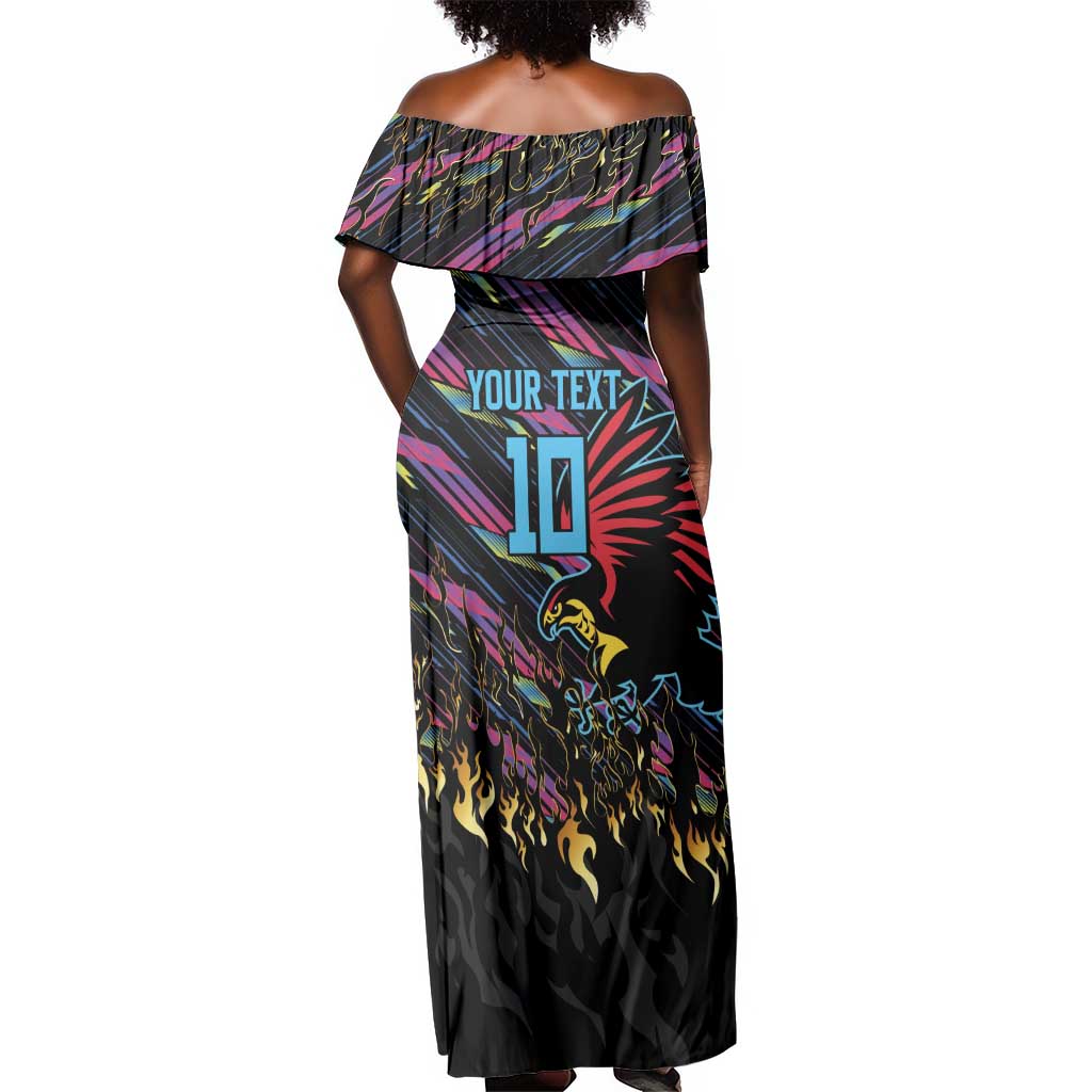 Custom Antigua & Barbuda Cricket Falcons Off Shoulder Maxi Dress Through The Fire-Go Glory - African Pride