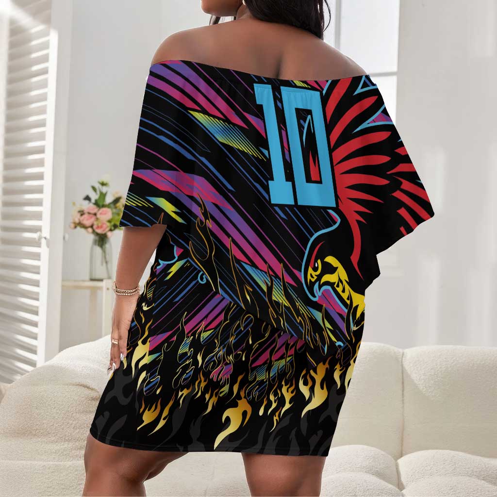 Custom Antigua & Barbuda Cricket Falcons Off Shoulder Short Dress Through The Fire-Go Glory - African Pride