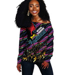 Custom Antigua & Barbuda Cricket Falcons Off Shoulder Sweater Through The Fire-Go Glory - African Pride