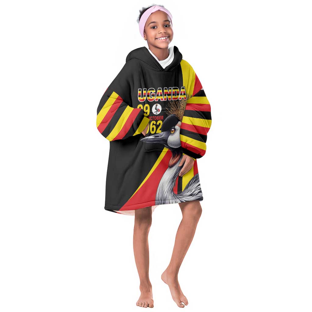 Uganda Independence Day with Crowned Cranes KId Wearable Blanket Hoodie