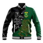 Custom Aotearoa South Africa Rugby Freedom Cup Baseball Jacket Kiwi Warriors Haka with King Protea Symbol - African Pride