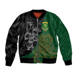 Custom Aotearoa South Africa Rugby Freedom Cup Bomber Jacket Kiwi Warriors Haka with King Protea Symbol - African Pride