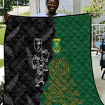 Aotearoa South Africa Rugby Freedom Cup Quilt Kiwi Warriors Haka with King Protea Symbol - African Pride